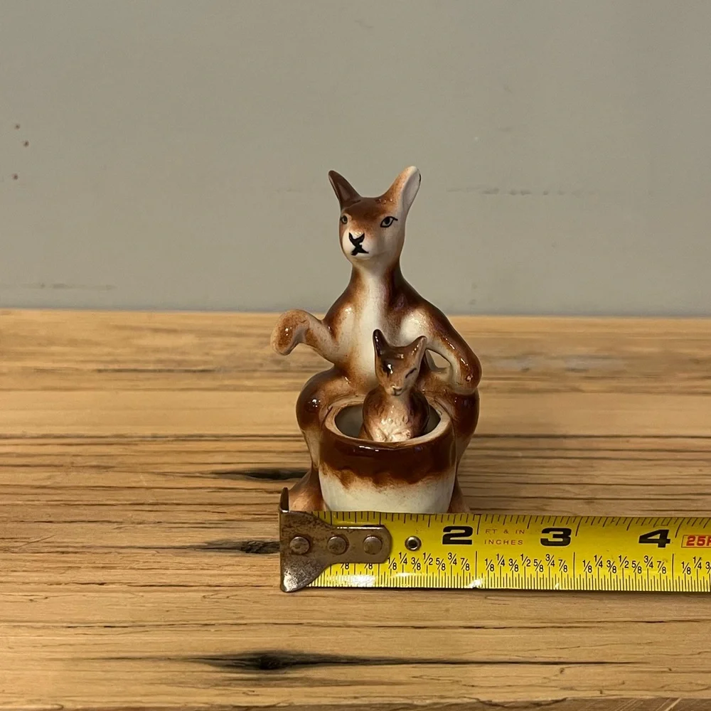 Vintage ceramic kangaroo and joey salt and pepper shaker set